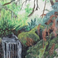 "Hidden Waterfall" Original acrylic painting by N.E.Thompson, artwork size 11x14 inches - Thumbnail 5