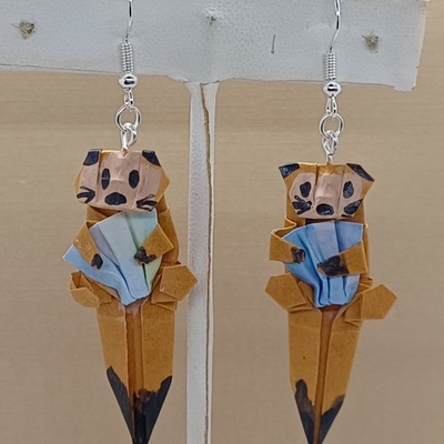 Origami otter earrings