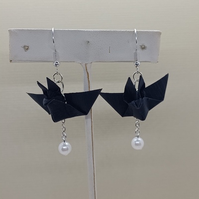 Origami bat earrings: black
