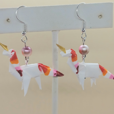 Origami unicorn earrings: pride (wip more to be added)