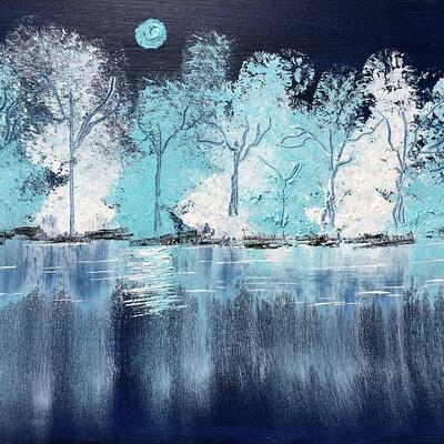 Winter at blue moon lake art print