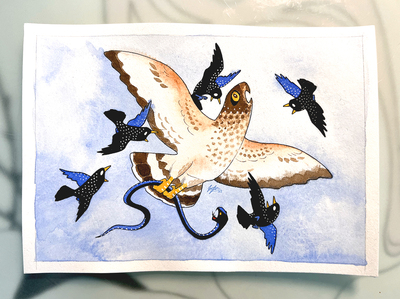 Watercolour original airborn hassle