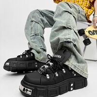 Harajuku Fashion Studded Casual Skater Shoes For Men - Thumbnail 1