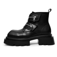 Fashion Black High-top Derby Leather Shoes For Men - Thumbnail 6