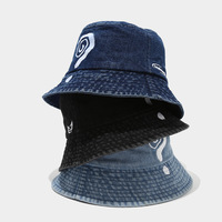 Big question mark embroidered denim bucket hat - Thumbnail 1