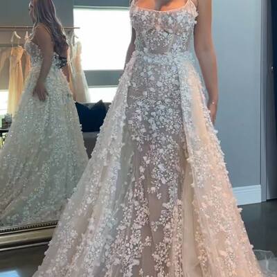 Sparkle wedding dress, beads tulle wedding gown bridal dress