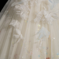 Champagne Tulle Beads Long Prom Dress, Beautiful A-Line Party Dress - Thumbnail 6