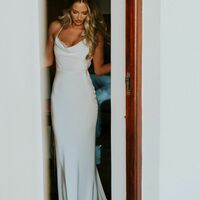 Simple Sheath Wedding Dress, Satin Wedding Gown Bridal Dress - Thumbnail 1