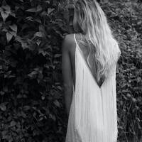 Sexy Wedding Dress, V-neck Open Back with Tassels Wedding Gown Bridal Dress - Thumbnail 1