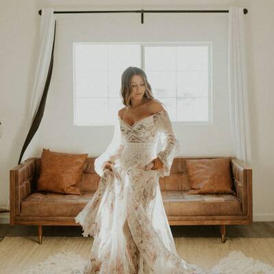 Sexy wedding dress, boho lace wedding gown bridal dress