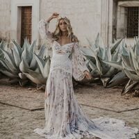 Sexy Wedding Dress, Boho Lace Wedding Gown Bridal Dress - Thumbnail 1