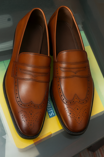 Hot Sale Men's Hand Stitch Decent Wear Brown Moccasin Genuine Leather Shoes