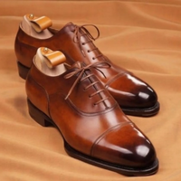 Unique Men's Hand Stitch Decent Wear Two Tone Lace Up Wedding Shoes - Thumbnail 1