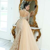 Sparkly Luxury Lace Mermaid Evening Dresses Beaded Appliqued Long Sleeves Sheer Neck Prom Dresses Vintage Customize Formal Party Gowns - Thumbnail 1