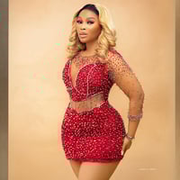 Red Cocktail Dresses Graduation Short Prom Dresses Illusion Jewel Long Sleeves Pearls Mini Short Dress for African Black Girls Birthday - Thumbnail 1