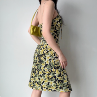 Women's summer mid-length printed suspender skirt - Thumbnail 1