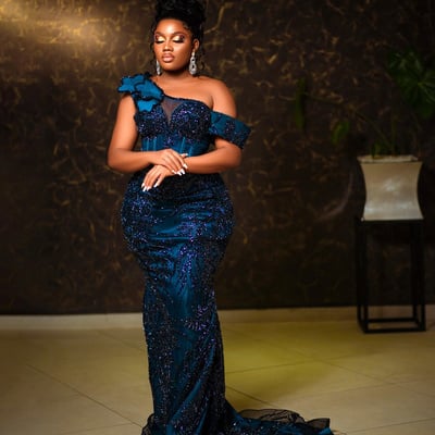 Dark blue prom dresses for special occasions african women promdress beading cyrstlas evening gownss 