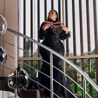 Prom Dresses for African Women Promdress High Neck Feathered Long Sleeves Beaded Appliqued Lace Birthday Dress Second Reception Gowns - Thumbnail 1