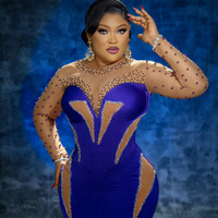 Prom Dress for Special Occasions Illusion Mermaid Side Split Beaded Evening Dresses Elegant Birthday Dress Second Reception Gowns  - Thumbnail 1