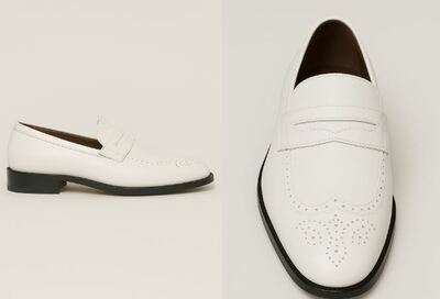 Stylish Edition Handmade Cow White Special Design Oxfords Penny Loafers Dress Shoes