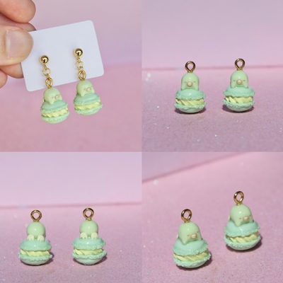 Sumikko penguin macaron earrings