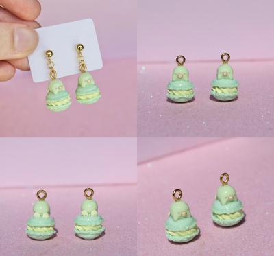 Sumikko penguin macaron earrings