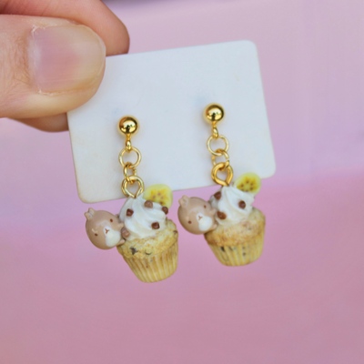 Molang banana muffin earrings