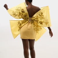 Gold Cocktail Dresses For Women Short Prom Dresses Mini Dresses Illusion Flora Appliqued Lace Beaded Birthday Dresses  - Thumbnail 5