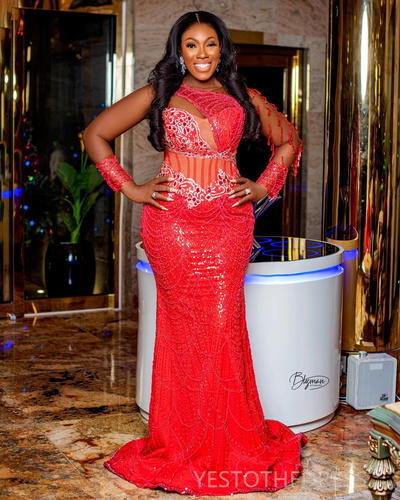 Red Prom Dress Mermaid Promdress Evening Formal Gowns Long Sleeves Sheer Neck Beaded Lace Birthday Dress Second Reception