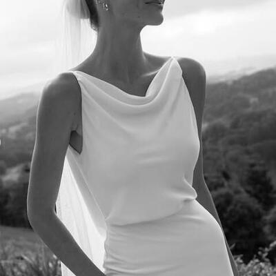 Sexy wedding dress, mermaid backless satin wedding gown bridal dress