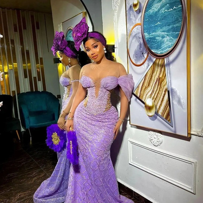 Lanvender plus size prom dresse sheer neck long sleeves beaded lace birthday party dress