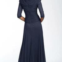 Mother Of The Bride Dress Elegant V Neck Half Sleeve Chiffon Tea length Formal Evening Mother Dress - Thumbnail 1