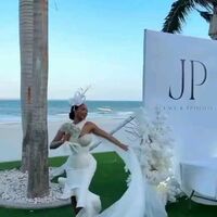 One Shoulder African Girl Wedding Dress, Mermaid Beading Wedding Gown Bridal Dress - Thumbnail 1