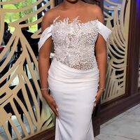 Simple African Girl Wedding Dress, Off the Shoulder Beading Wedding Gown Bridal Dress - Thumbnail 3