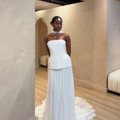 Simple african girl wedding dress, two pieces wedding dress bridal gown