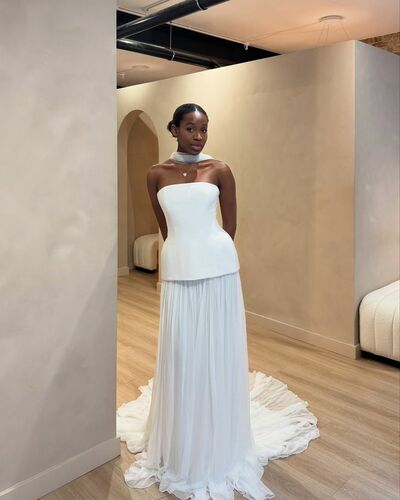 Simple African Girl Wedding Dress, Two Pieces Wedding Dress Bridal Gown