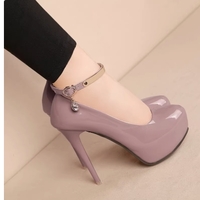 Super high heels 12cm buckle shoes round toe waterproof platform stiletto shoes 3 colors - Thumbnail 5