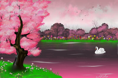 Cherry Blossom Serenity Art Print