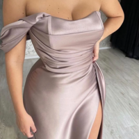 Mermaid One-Shoulder Strapless Long Prom Dress With Split - Thumbnail 1