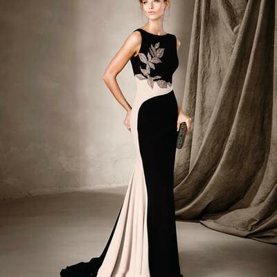 Chic black beading mermaid mother of the bride dresses jewel neck long evening gowns custom made wedding guest dress