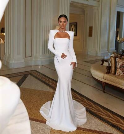 Simple Memaid Wedding Dress, Satin African Girl Wedding Dress Bridal Gown