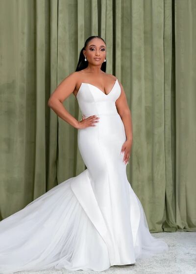 Elegant Mermaid Wedding Dress, Satin African Girls Wedding Dress Bridal Gown