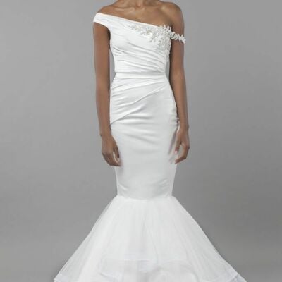 Elegant mermaid wedding dress, african girls appliques wedding dress bridal gown