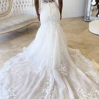 Elegant Mermaid Wedding Dress, Lace Appliques African Girls Wedding Dress Bridal Gown - Thumbnail 1