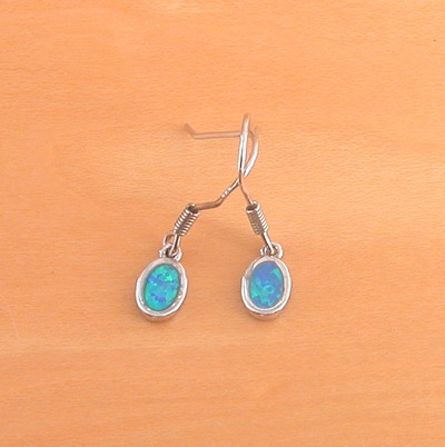 Sterling Silver Blue Opal Drop Earrings/Opal Earrings/Dangly Earrings/Opal Jewellery/Opal Jewelry/Earrings/October Birthstone/UK