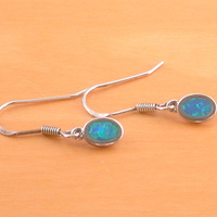 Sterling Silver Blue Opal Drop Earrings/Opal Earrings/Dangly Earrings/Opal Jewellery/Opal Jewelry/Earrings/October Birthstone/UK - Thumbnail 1