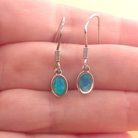 Sterling Silver Blue Opal Drop Earrings/Opal Earrings/Dangly Earrings/Opal Jewellery/Opal Jewelry/Earrings/October Birthstone/UK - Thumbnail 2