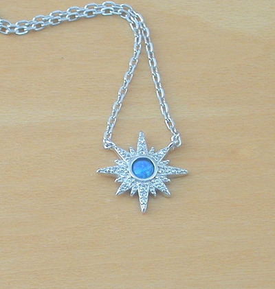 Sterling Silver Blue Opal & Cz Star Necklace/Star Jeweller/Star Jewelry/Opal Necklace/Opal Jewellery/Opal Jewelry/October birthstone/UK