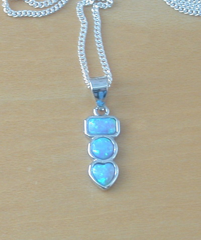 Sterling Silver Blue Opal Rectangle Pendant & Chain/Blue Opal Necklace/Opal Necklace/Opal Jewellery/Opal Jewelry/October Birthstone/UK