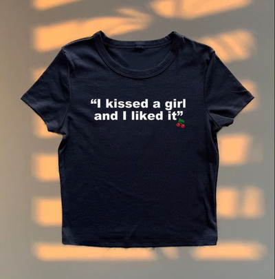 Free Shipping-"I KISSED A GIRL AND I LIKED IT" BABY TEE